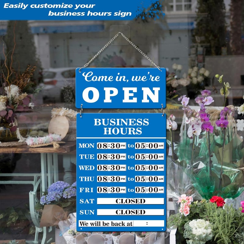 Magrooyar Magnetic Changeable Business Hours Sign, Metal Hours of Operation Signs for Business, Store Hours Sign for Glass Door or Window (BL-hours&open/close) - Image 2
